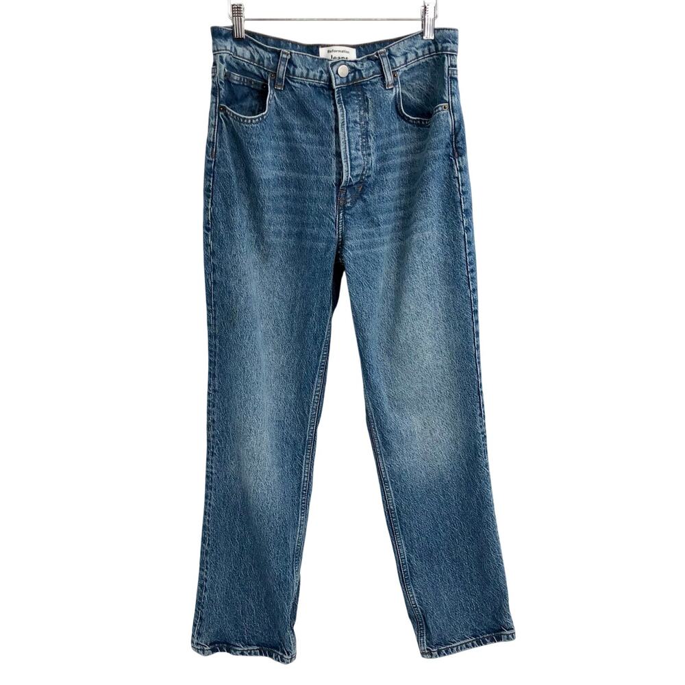 REFORMATION Jeans Cynthia High Rise Denim Medium Wash Straight Leg Size 30